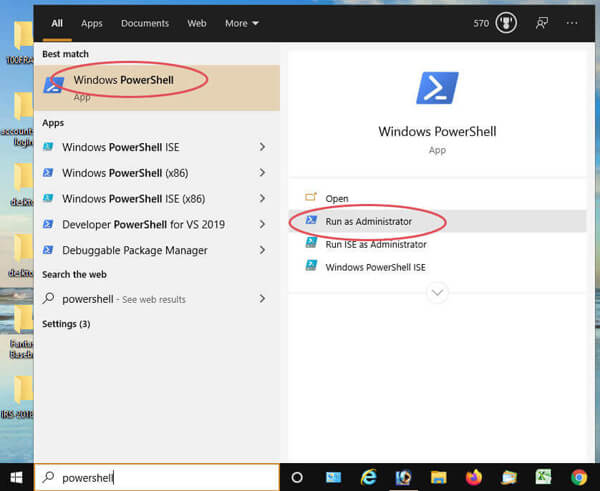 Example of how to run PowerShell as an Administrator