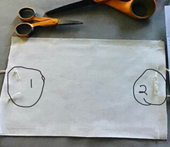 Image showing where and how to cut holes for the elastic bands